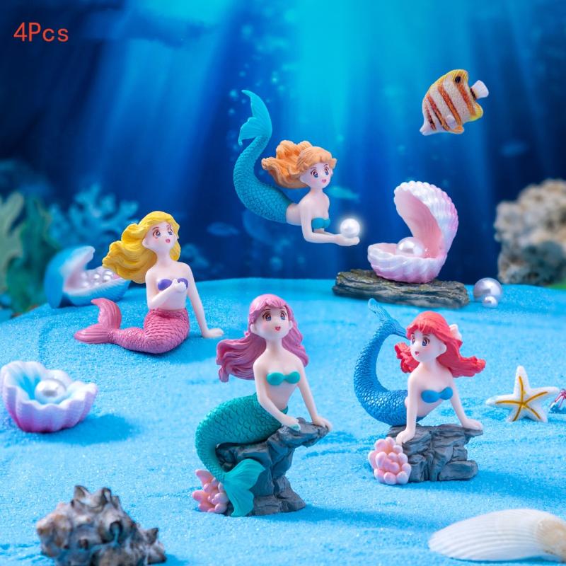 Aquarium Fish For Sale Online - 4Pcs 플라스틱 물고기 탱크 작은 인어