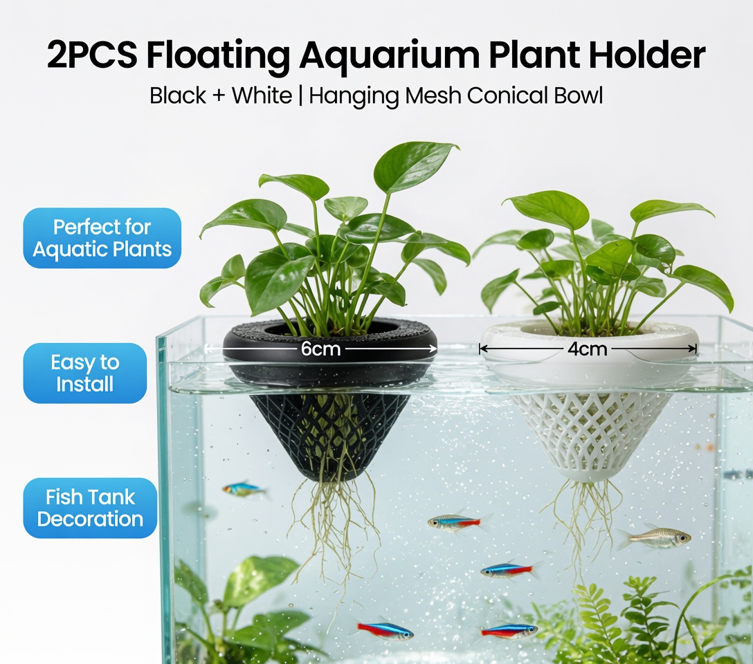 2PCS 플로팅 수족관 식물 홀더, 물고기 탱크용 걸이 - Aquarium Fish For Sale Online 리뷰 및 가격