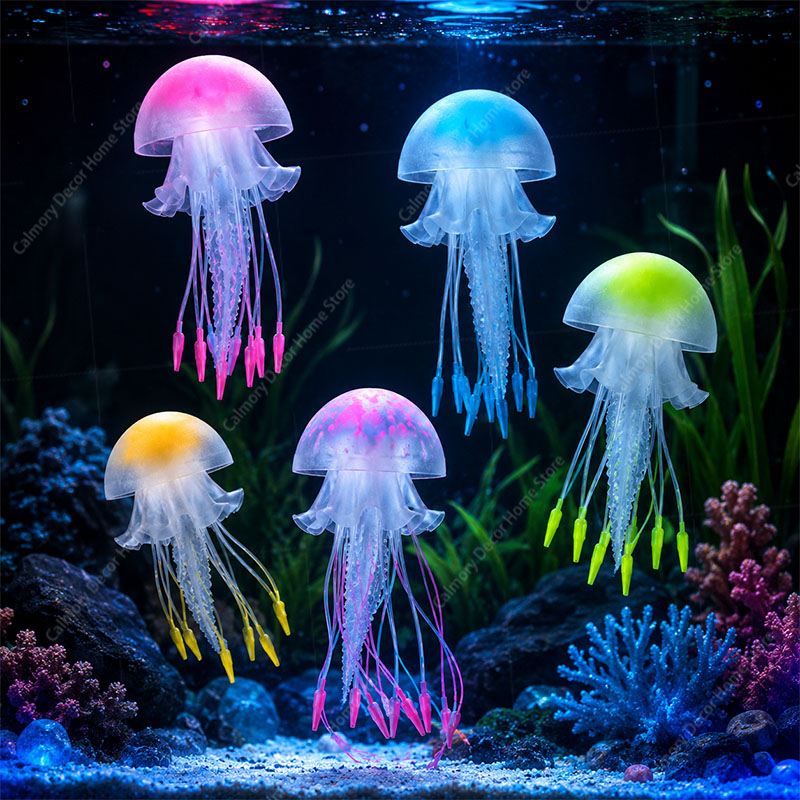 창의적인 시뮬레이션된 떠다니는 형광 발광 효과 해파리  - Aquarium Fish Guppy 리뷰 및 가격